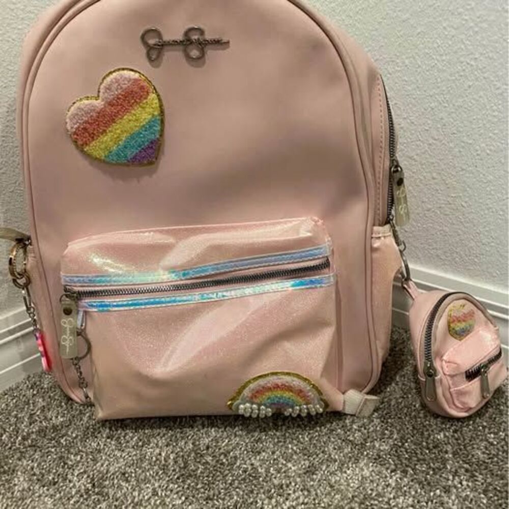 Pink Jessica Simpson backpack with key chain